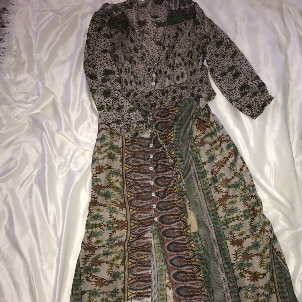 Multi print full length dress