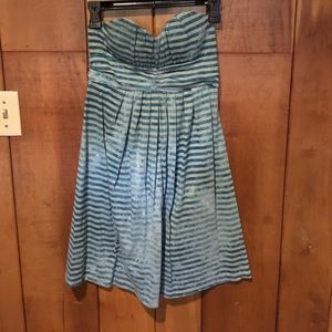 Strapless blue and grey dress