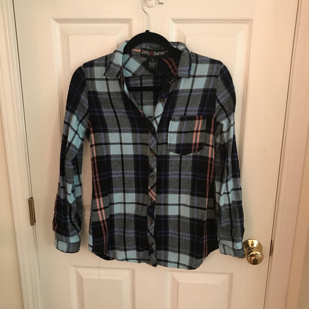 Dark plaid button up.