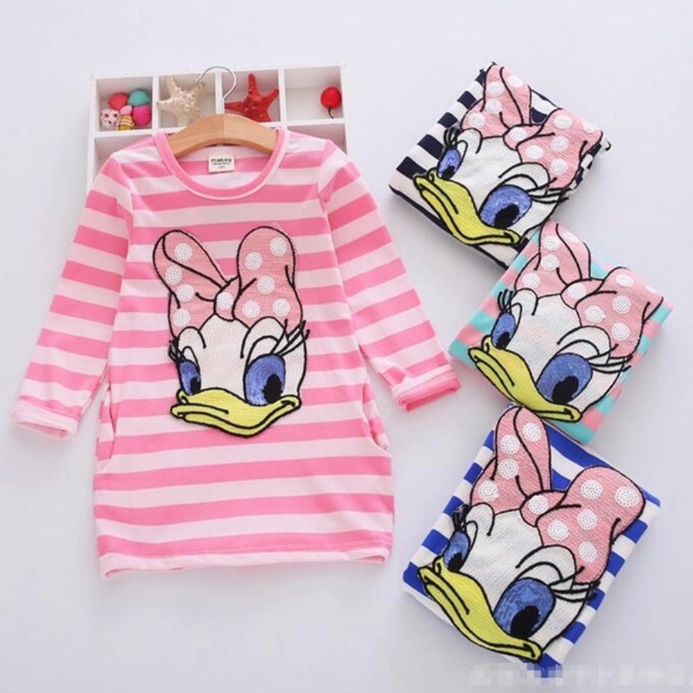 New Sequin Daisy Duck striped tunic/ Dress - Picture 1 of 4