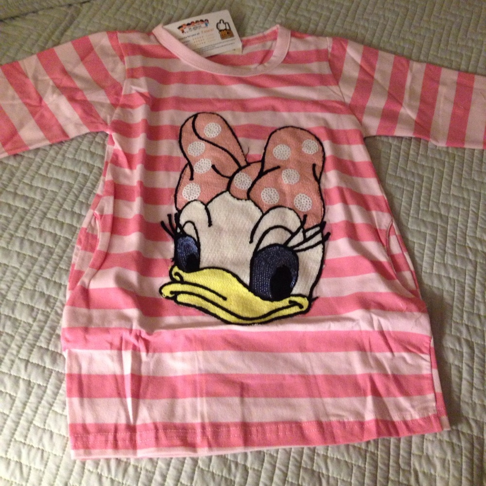 New Sequin Daisy Duck striped tunic/ Dress - Picture 4 of 4