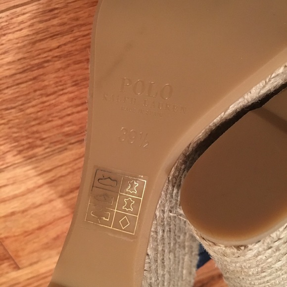 Polo Ralph Lauren Navy Leather Wedge Sandal 9.5 - Picture 6 of 6