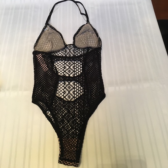 New VS Teddy Lingerie Plunge Fishnet Lace Small - Picture 5 of 7