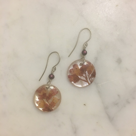 Real Pressed Flower Earrings - Picture 2 of 2