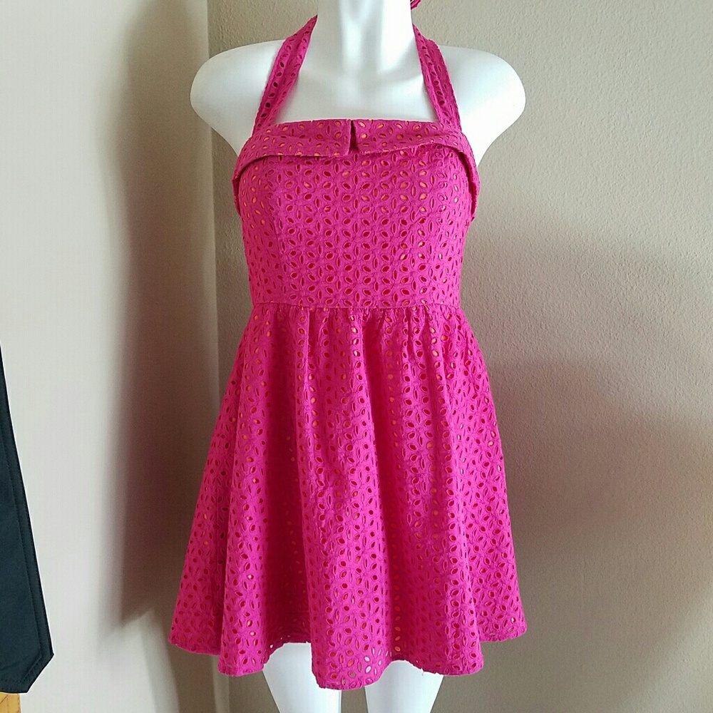 Pink and Orange Halter Dress