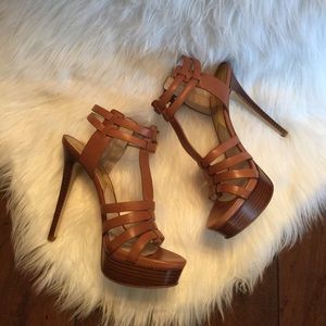 Strappy stilettos michael kors cognac color
