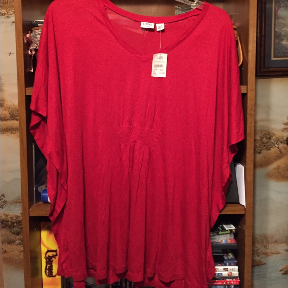 Woman red top