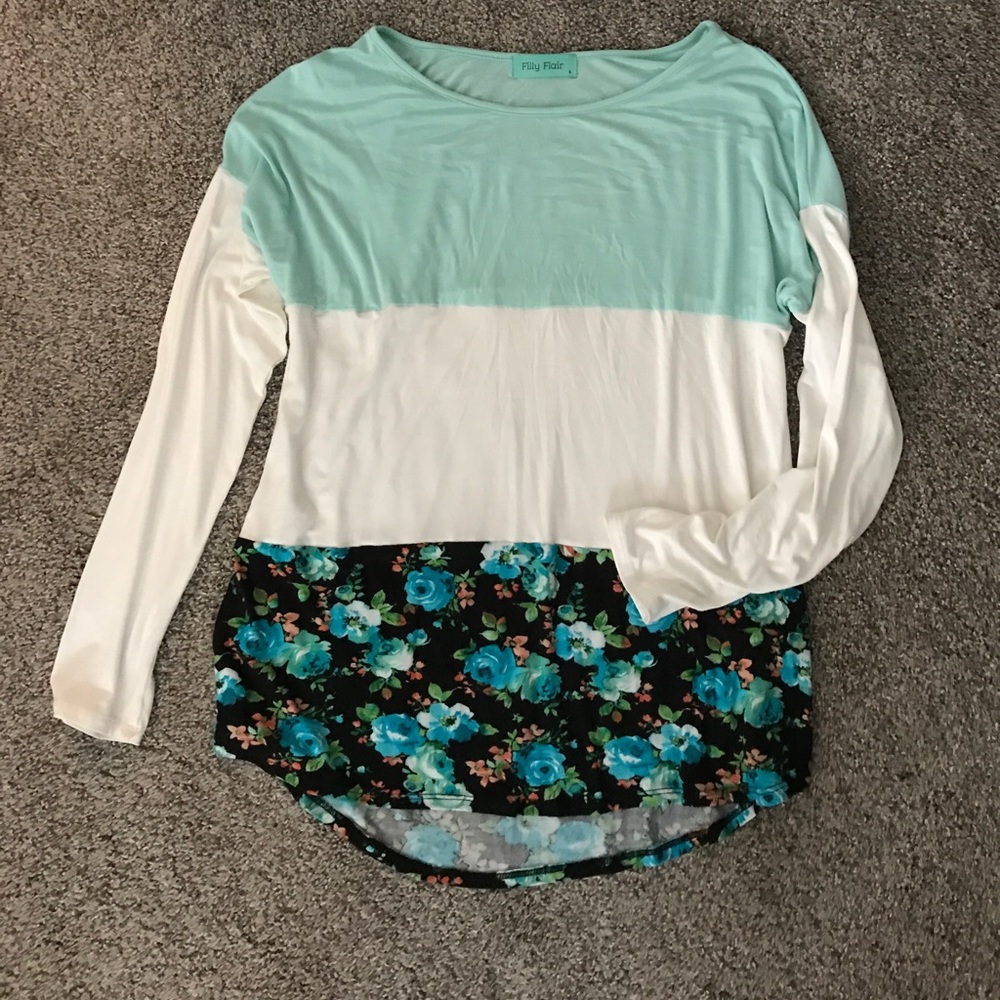 Floral color block top.