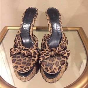 Animal print high heeled sandals