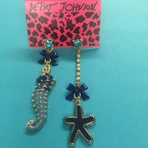 New Betsey Johnson seahorse starfish long earrings New Betsey Johnson seahorse starfish long earrings