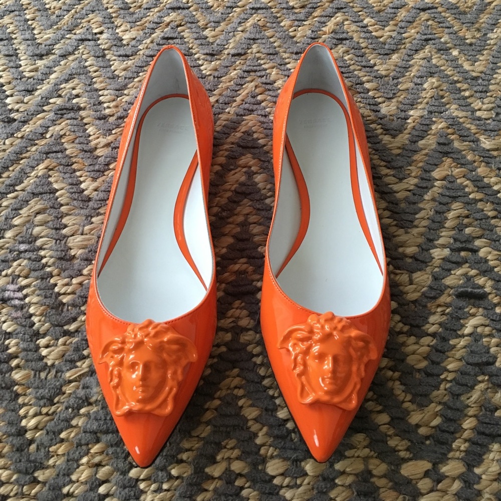 Sun Orange Versace Flats