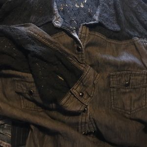 SizeXL snap button up shirt, black