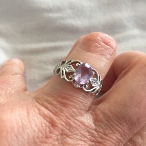 NEW Ladies amethyst & silver ring
