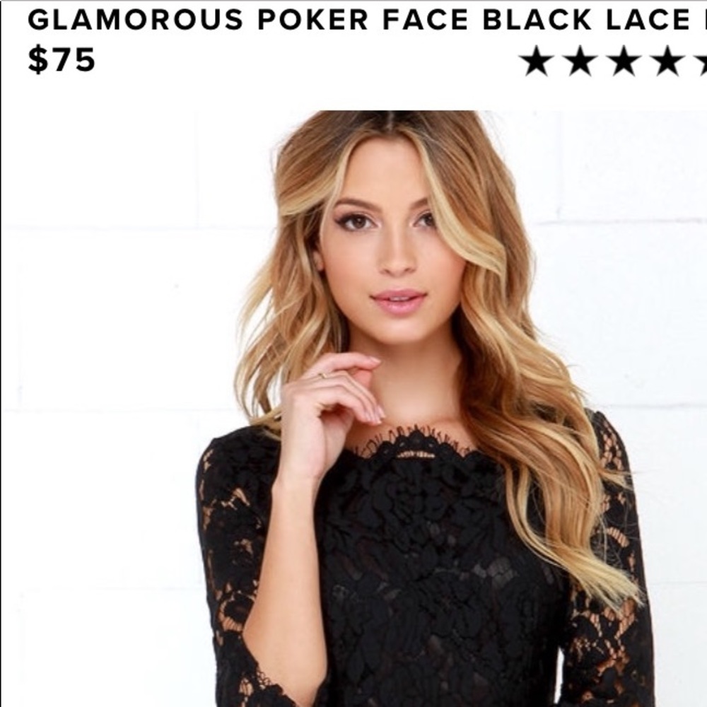 SOLD Lulu's Glamorous Poker Face Black Lace Dress