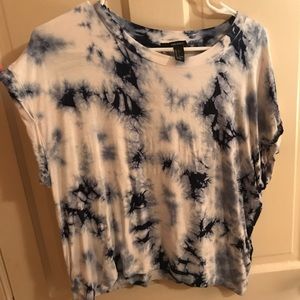 Blue and white tie dye top
