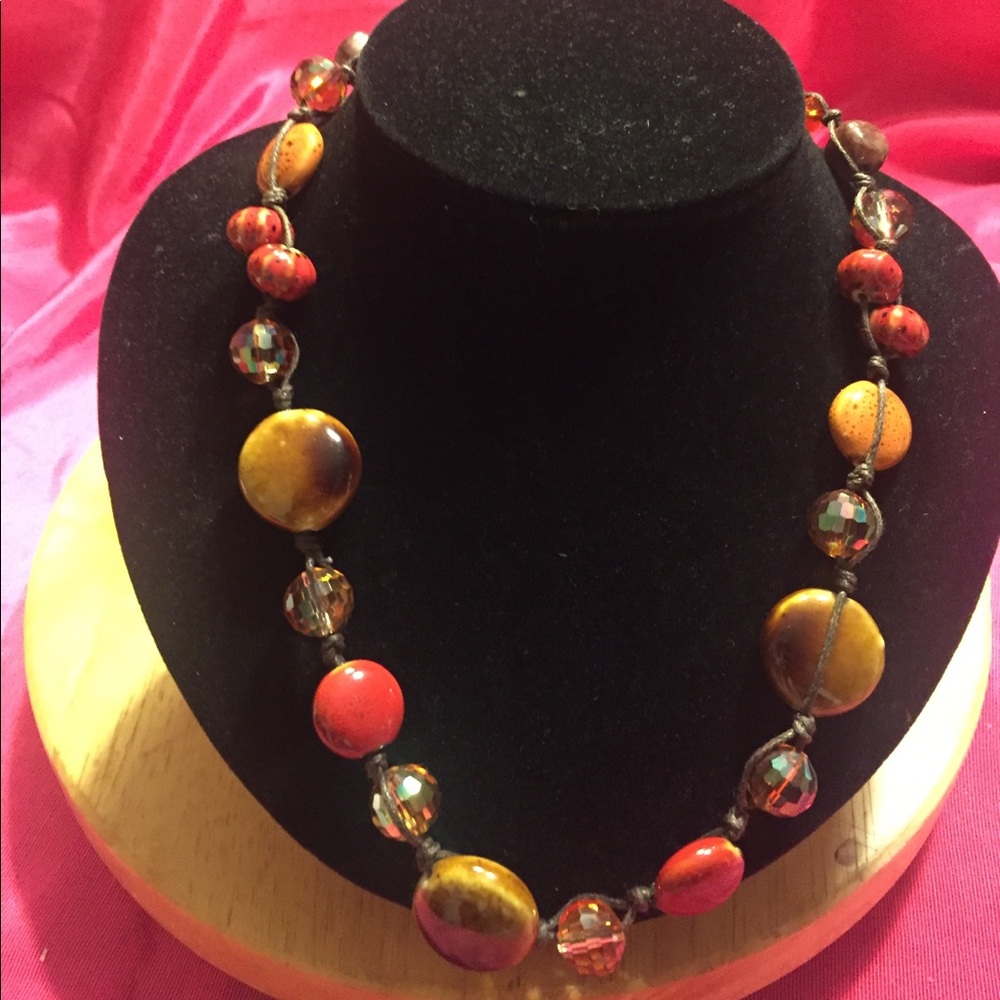 Stone and glass bead necklace
