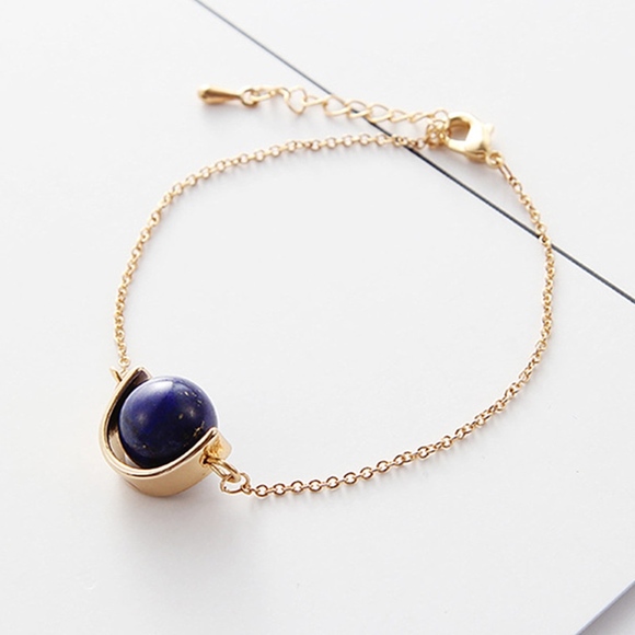 Boho Gold & Lucky Blue Stone Bracelet - Picture 3 of 4