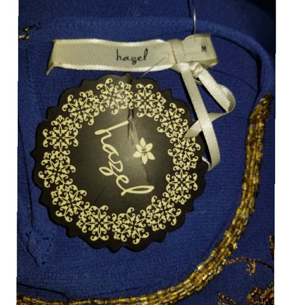 Designer Blue Net Gold pattern sewing Embroide - Picture 8 of 8