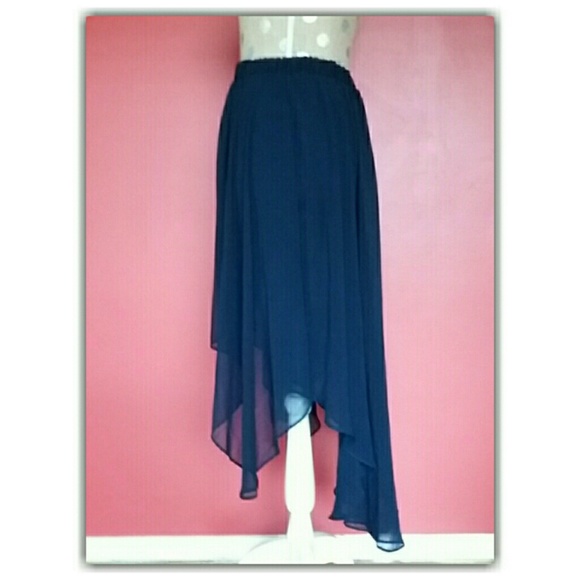 Navy Blue Bershka Asymmetrical Skirt (S) - Picture 2 of 4