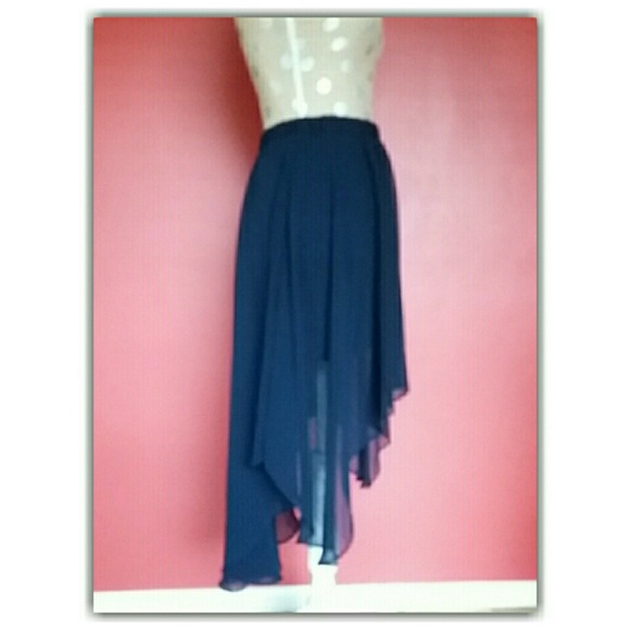 Navy Blue Bershka Asymmetrical Skirt (S) - Picture 3 of 4