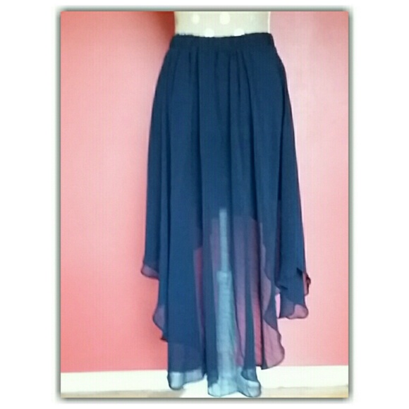 Navy Blue Bershka Asymmetrical Skirt (S) - Picture 4 of 4