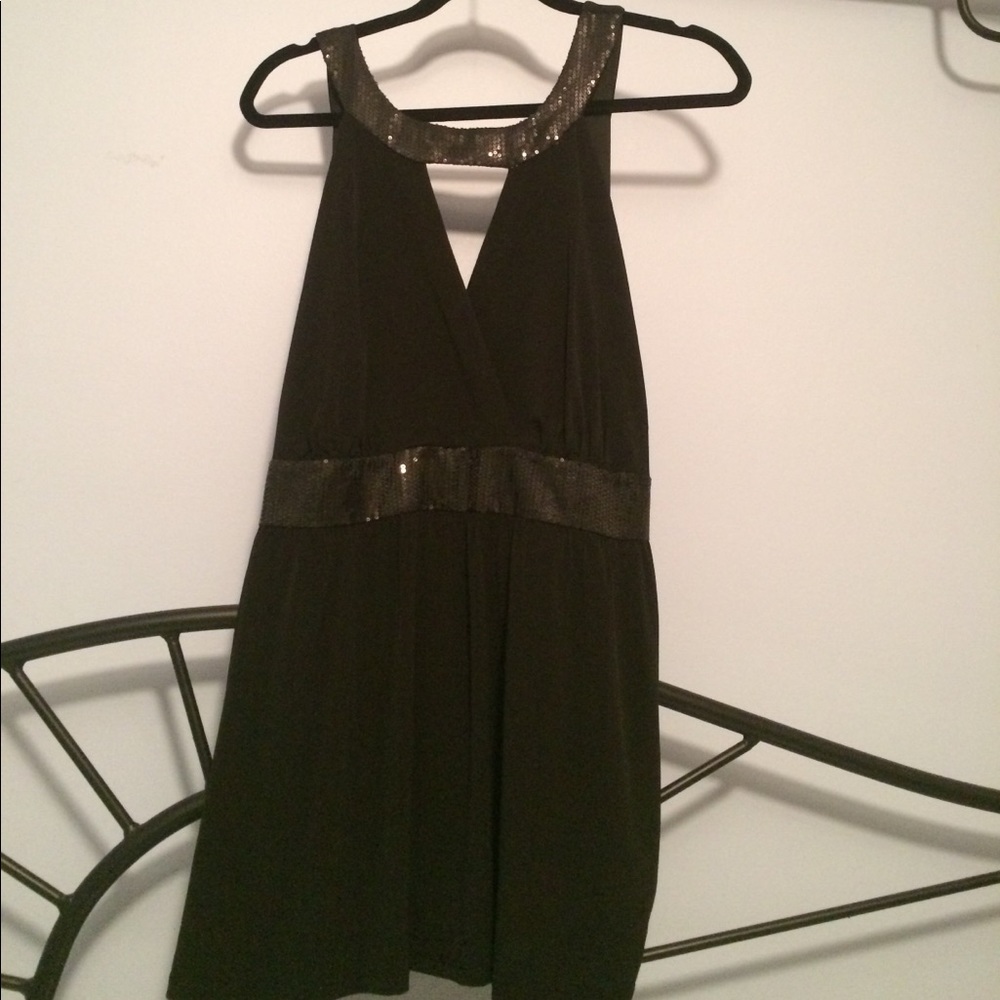 Black Top With Sequined Neck/Waist