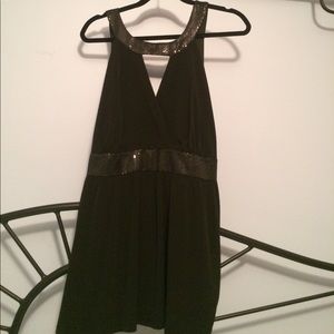 Black Top With Sequined Neck/Waist