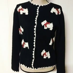 Button up cardigan with Scottie Dog embellishment