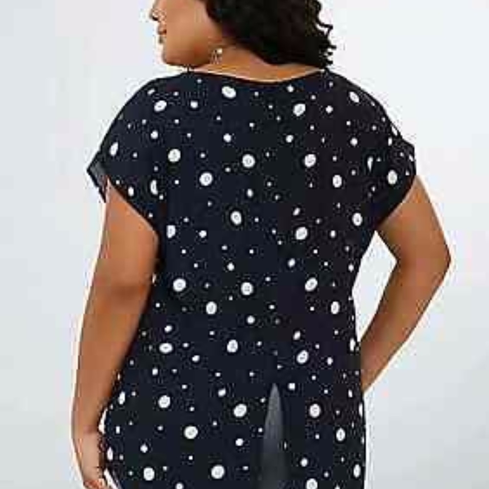 Semi-Sheer Short Sleeve Polka Dot Blouse