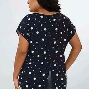 Semi-Sheer Short Sleeve Polka Dot Blouse