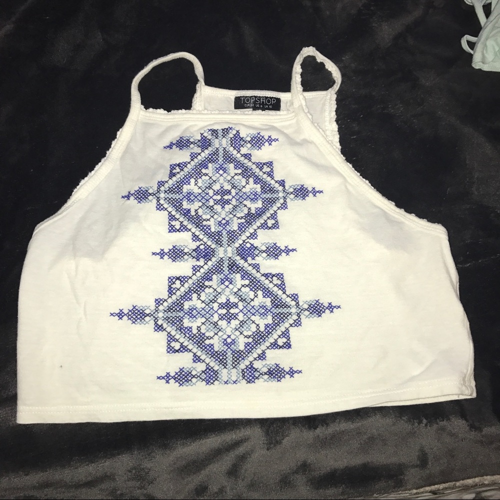 Top shop cropped tank with high neck