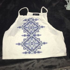 Top shop cropped tank with high neck