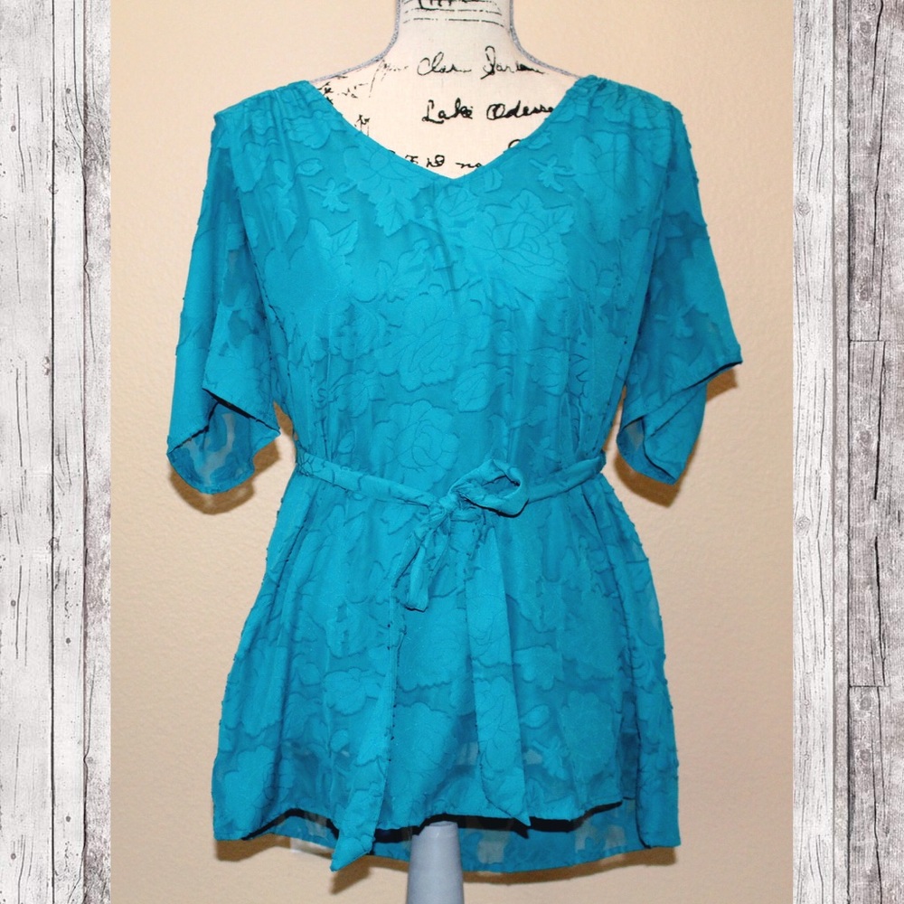 Turquoise floral tie front maternity top
