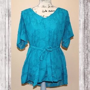 Turquoise floral tie front maternity top