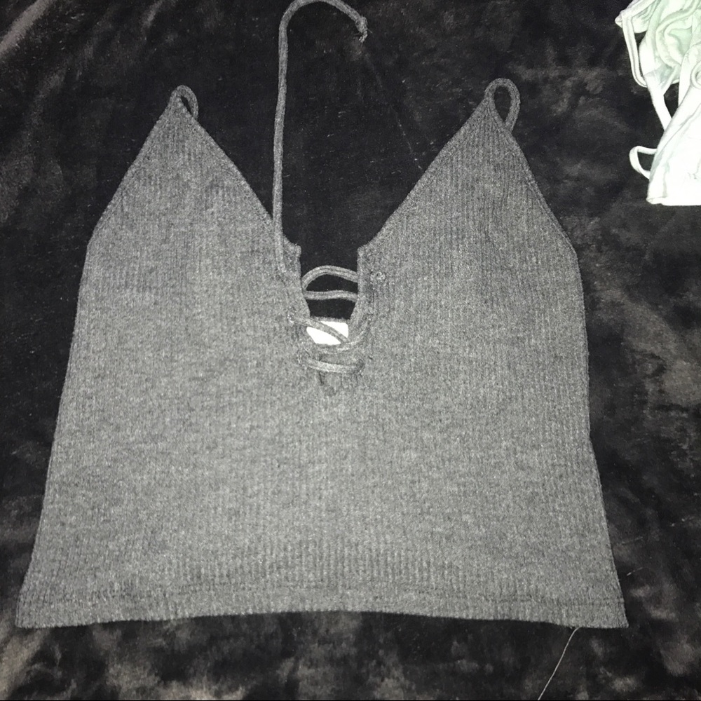 Brandy Melville grey lace up tank