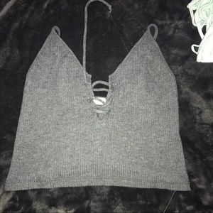 Brandy Melville grey lace up tank