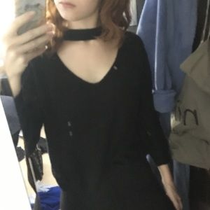 Chocker detail black cropped sweater 🖤