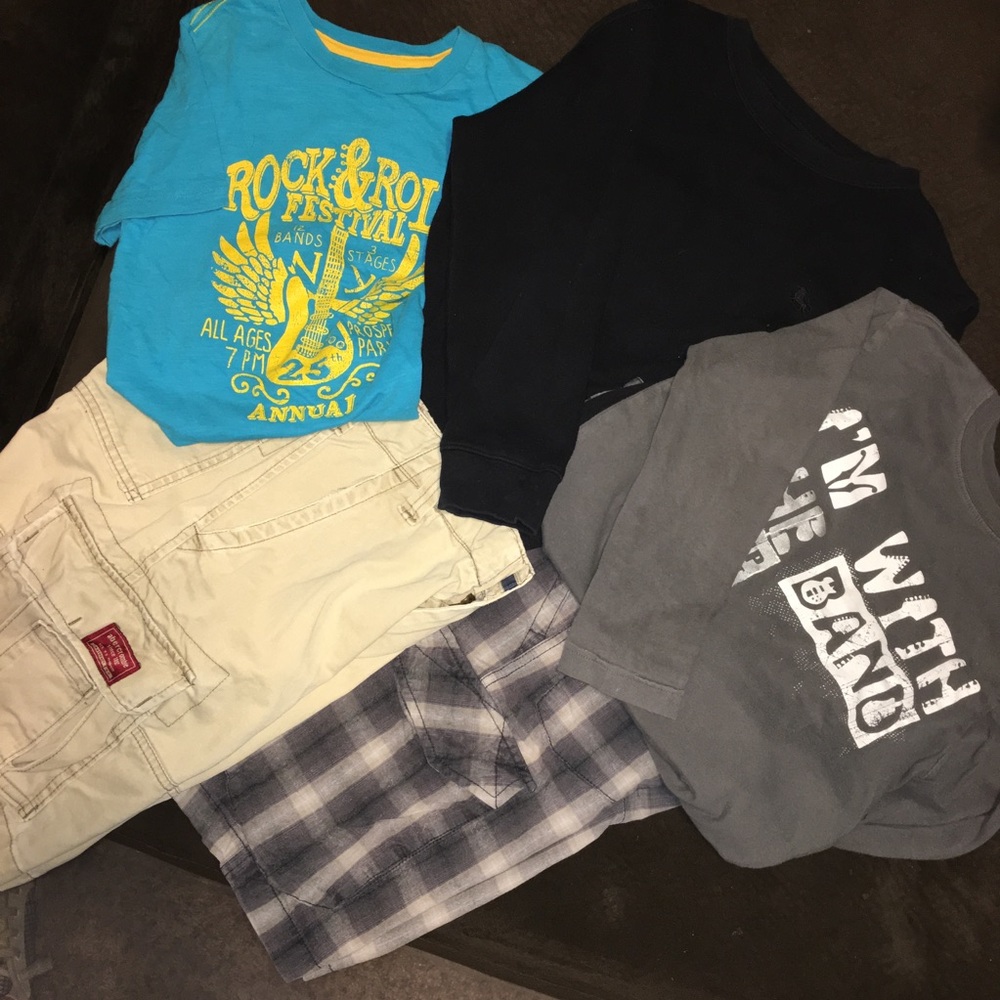 Boys Sz M Shirt 10 Pant Bundle EUC 5 Items