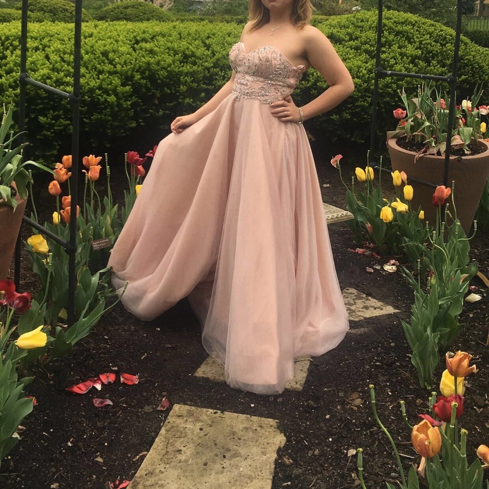 Beautiful pink princess prom dress