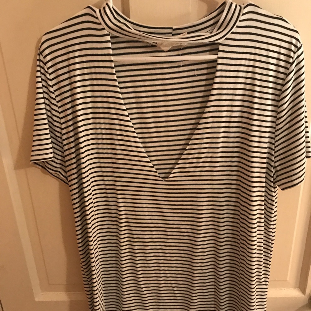 Black and white stripes cut out top