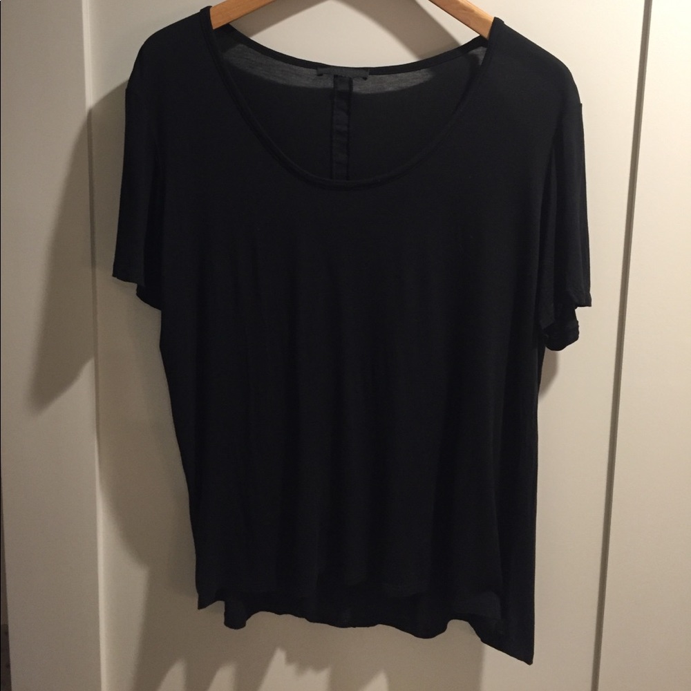 The Row black tee shirt with silk inset