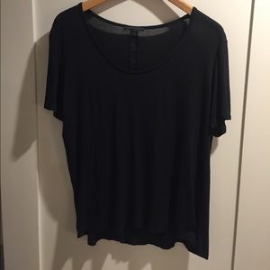The Row black tee shirt with silk inset