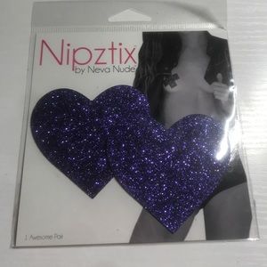 PURPLE GLITTER HEART PASTIES