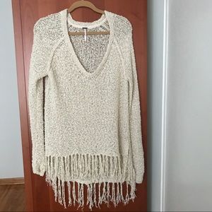 Free People fringe sweater M medium Cream Free People fringe sweater M medium Cream