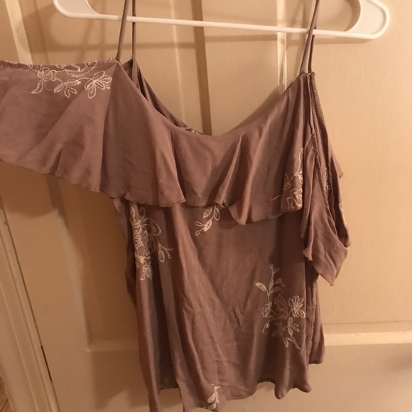 Tan and white off the shoulder top - Picture 2 of 2