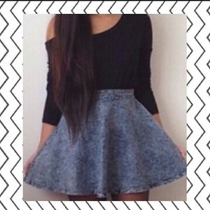 Jean stone wash skater skirt