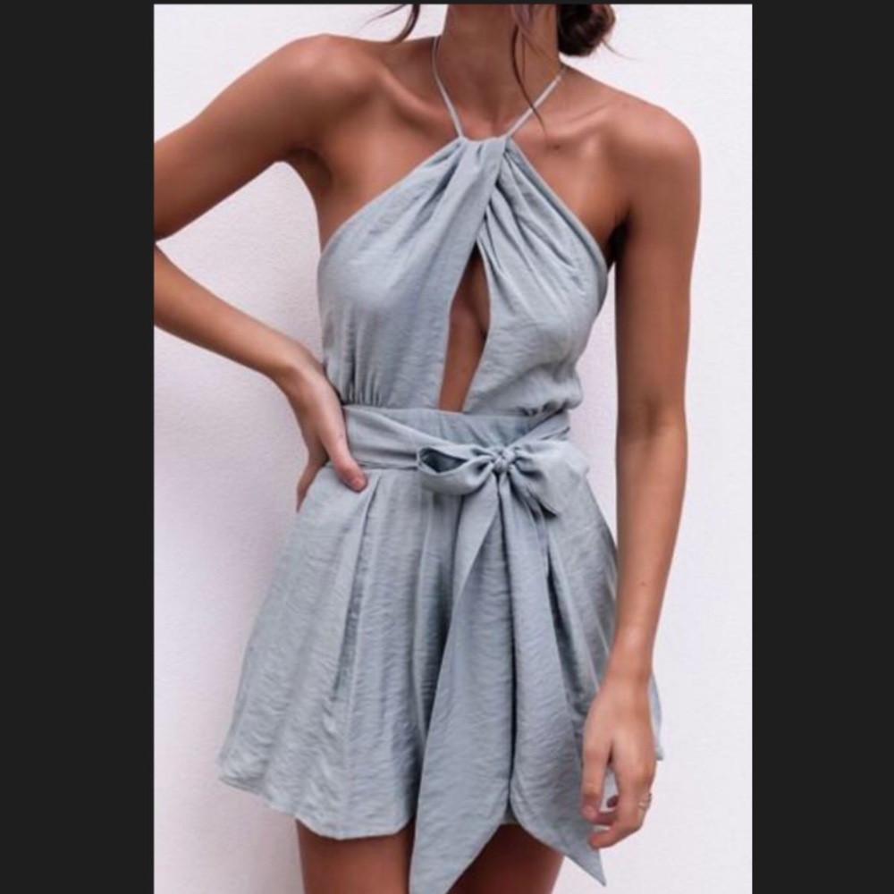 Halter Tie Waist Romper