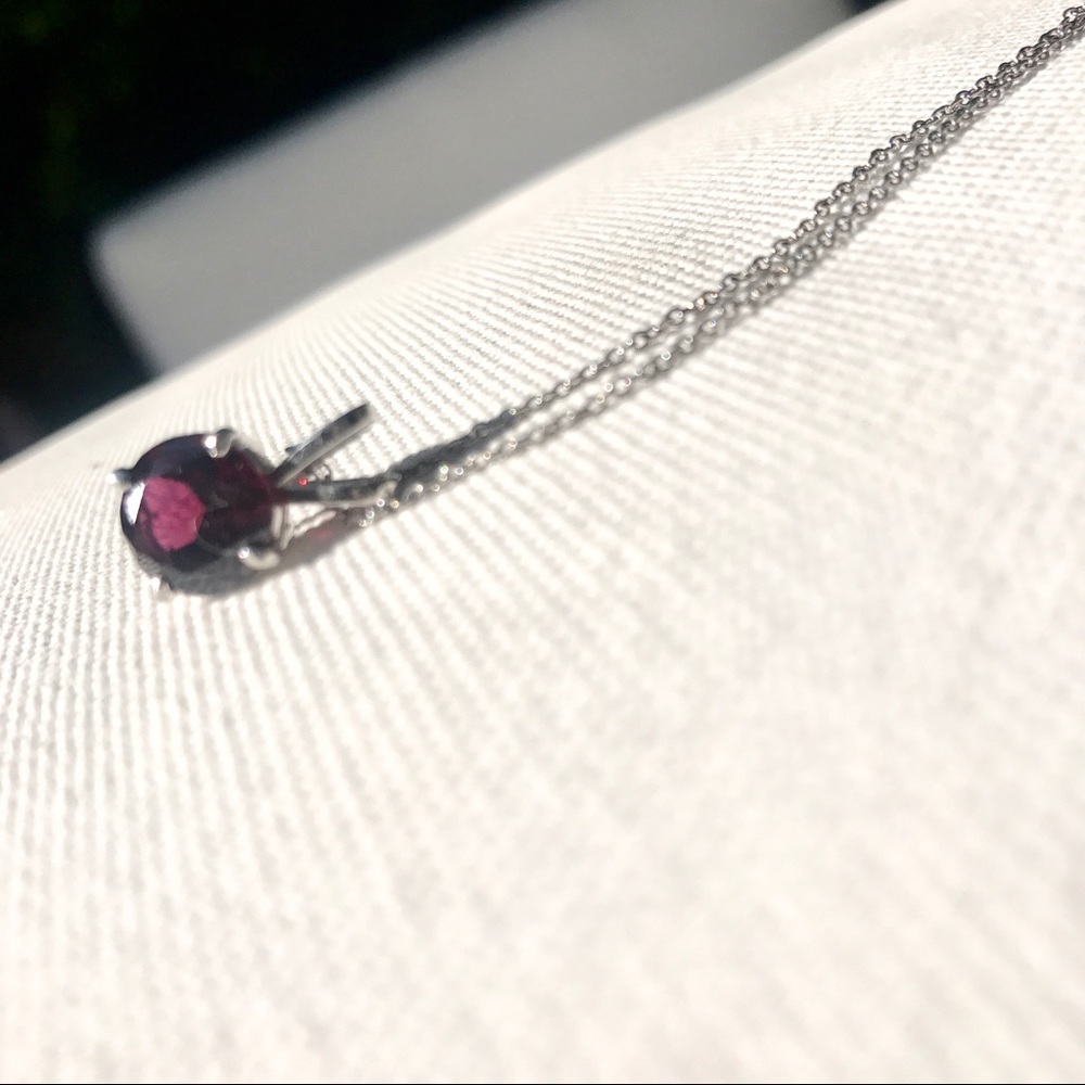 Garnet 18" Platinum Necklace