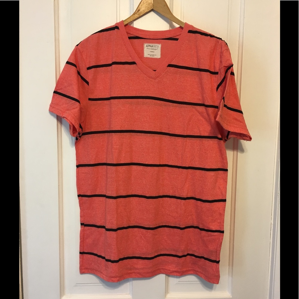 Black Stripe V-Neck T-Shirt, Men's, LIKE NEW