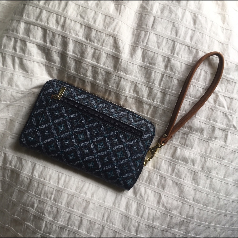 Blue Fossil Wristlet Wallet